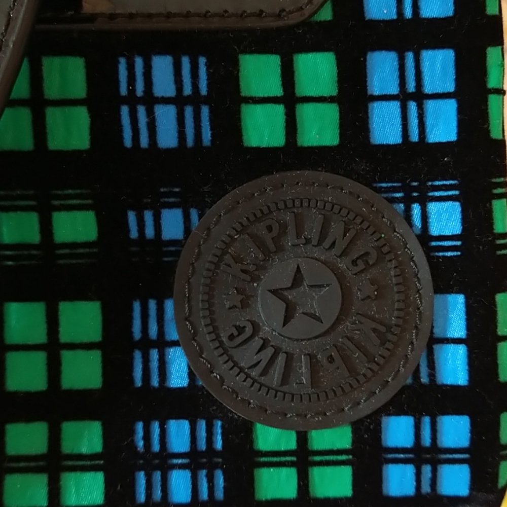 Kipling Blue/Black/Green Checked Bag - image 6